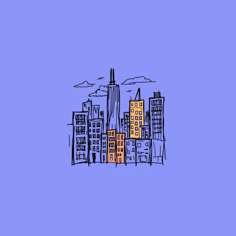 City skyline illustration iPhone Case