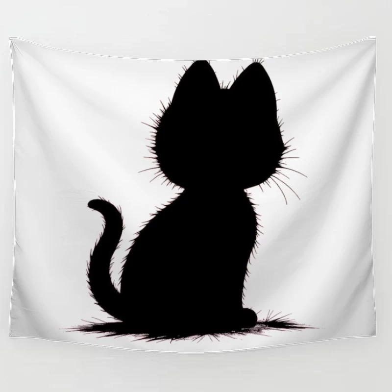 Elegant Black Cat Silhouette Tapestry