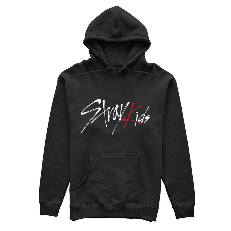 Modern Minimalist Calligraphic Signature in Red and Black Female Pullover Hoodie