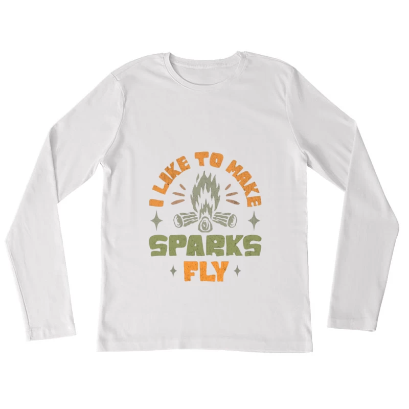 Lagerfeuer Grafik: Funken fliegen Damen Langarm T-Shirt