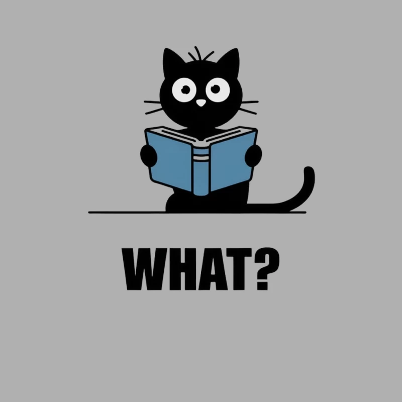 Cute Black Cat Reading Book with Confused Expression Male Tank Top