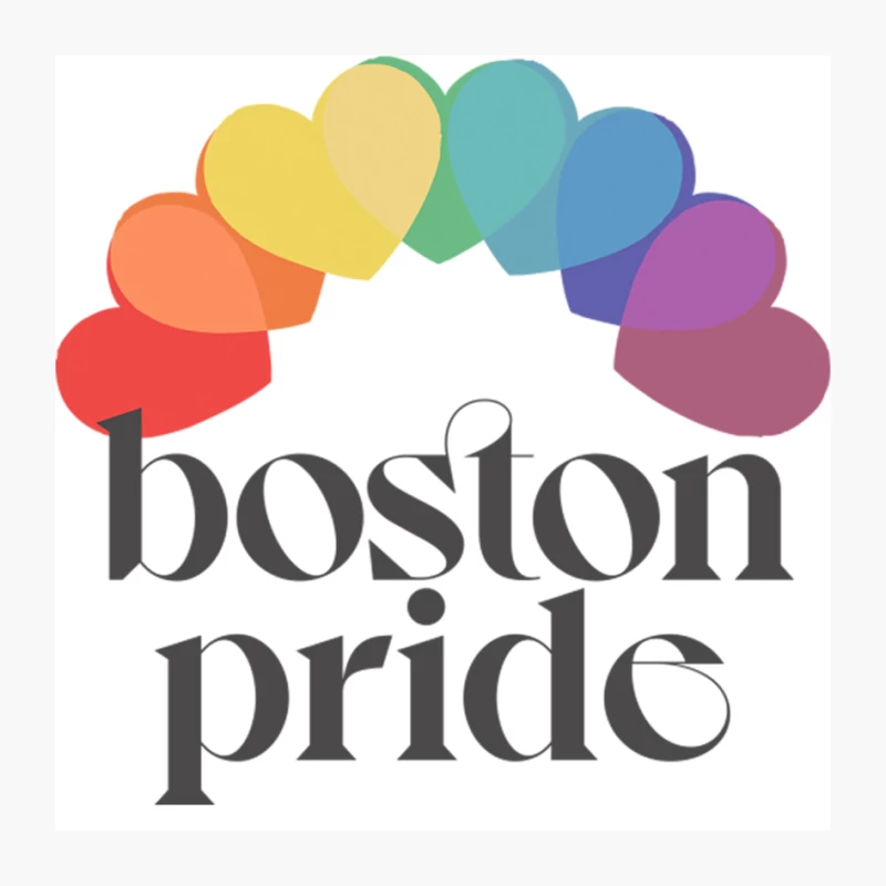 Boston Pride   Typographic Rainbow Heart Design Pin