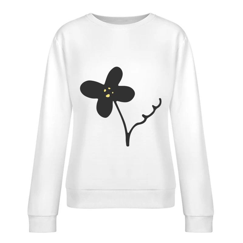 Fleur minimaliste avec points jaunes Femme Sweat-shirt à enfiler