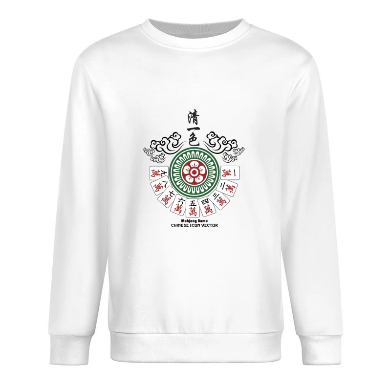 Mahjong-Kunstwerk mit Blumen- und Zahlensteine Herren Pullover Sweatshirt