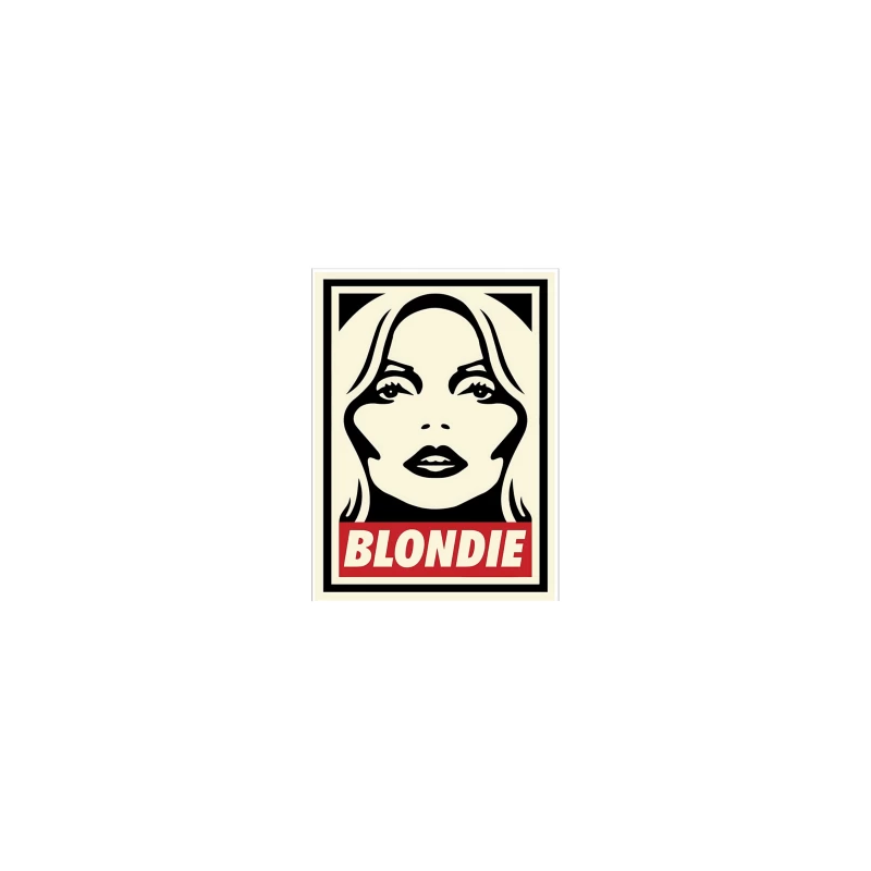 Stylized Pop Art Blondie Band Poster in Black and White with Red Text Coffee Mug