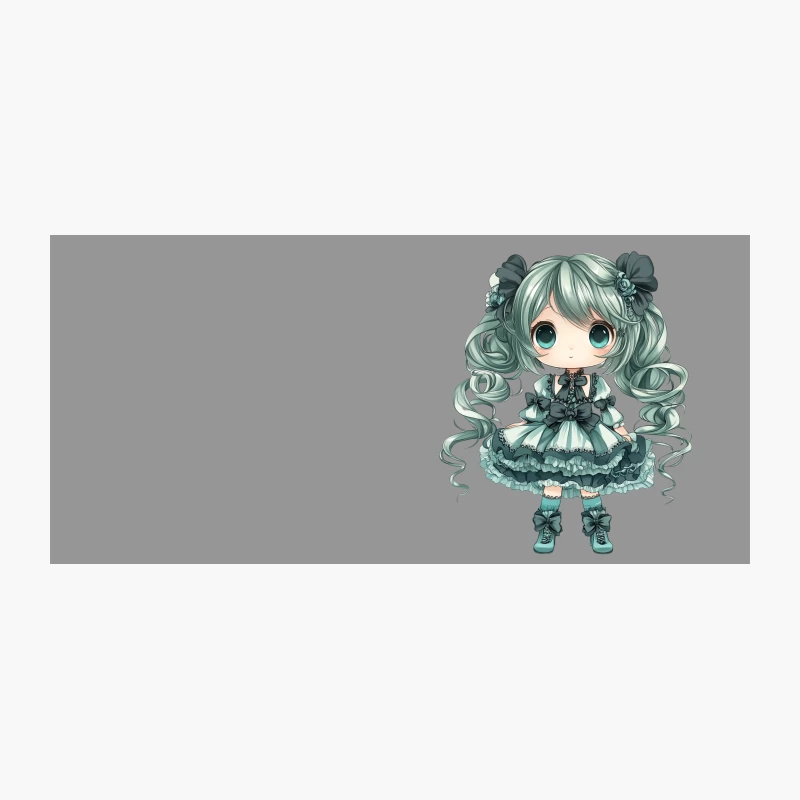 Cute Chibi Girl in Green Gothic Lolita Dress with Twin Tails Coffee Mug