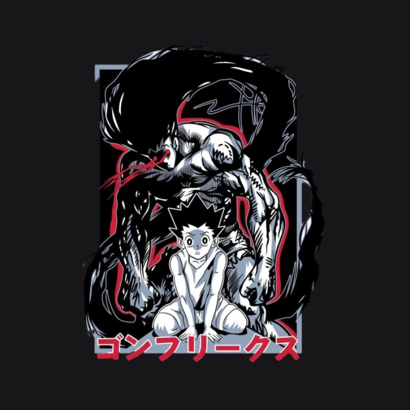 Anime Charakter und dunkle Gestalt Herren Pullover Hoodie