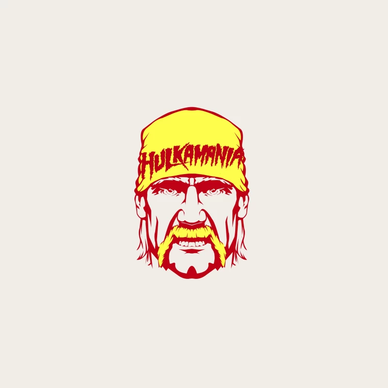 Iconic Red and Yellow Wrestling Portrait with Bandana Bucket Hat
