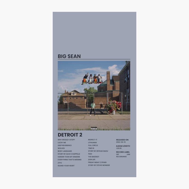 Big Sean's Detroit 2 Album Cover: Urban Hip-Hop Scene with Track List iPhone Case