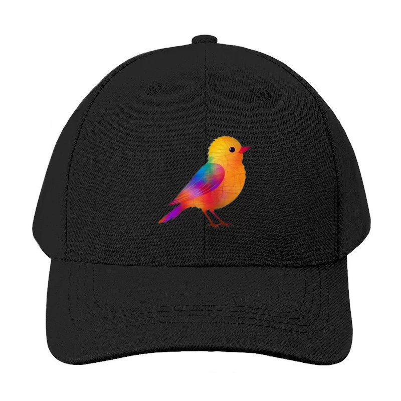 Whimsical Rainbow Bird Digital Illustration Baseball Cap