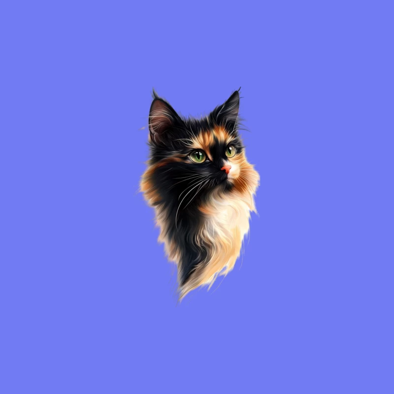 Stunning Portrait of a Fluffy Multicolored Cat Travel Mug