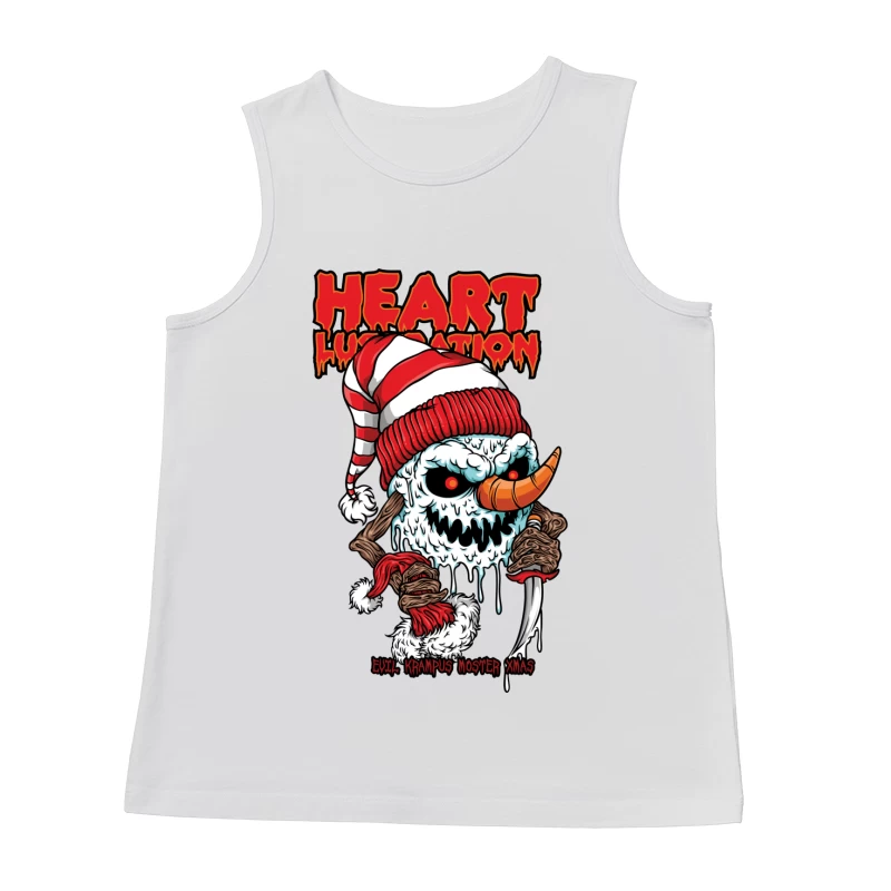 Horror Christmas Snowman with Krampus Theme Male Tank Top