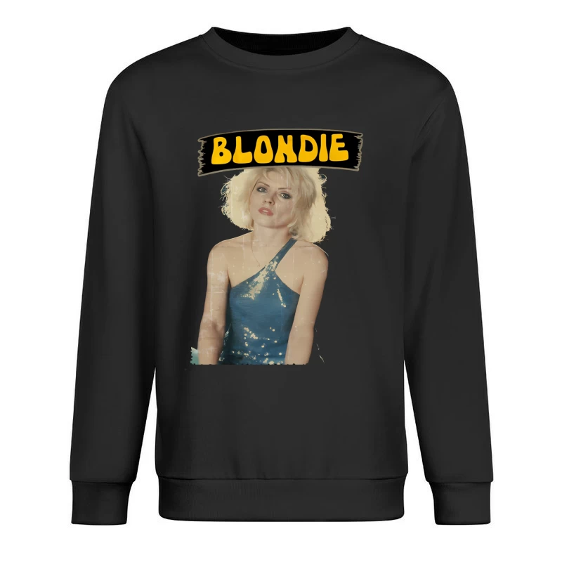 Vintage Blondie Band Promotional Portrait in Blue Dress Male Pullover Sweatshirt