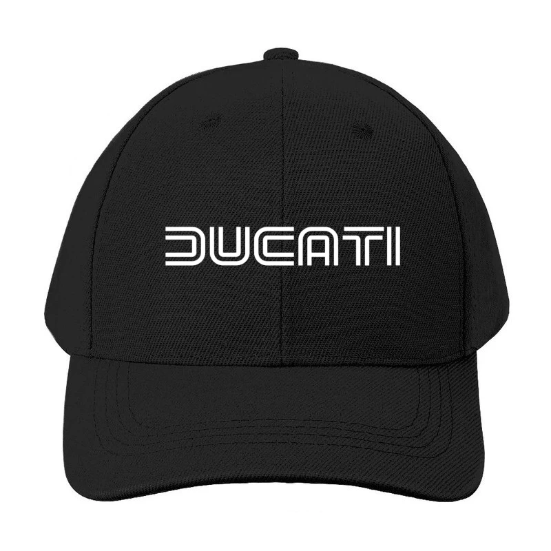 Minimalist Ducati Logo Design in White Baseball Cap