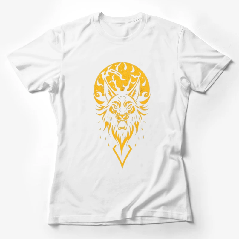Fierce Wolf Illustration on Black Background Female T-Shirt