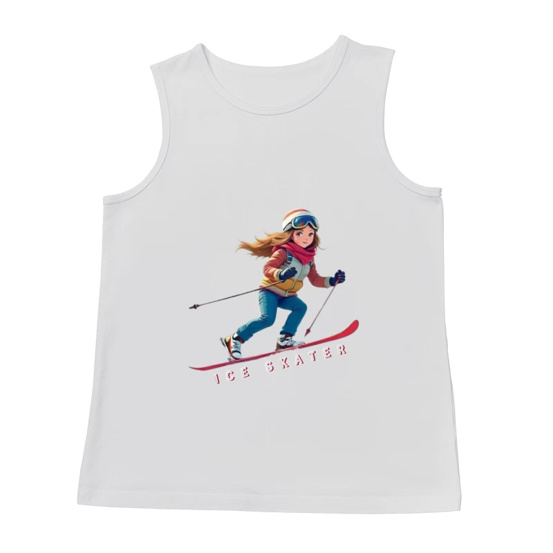 Animated Ice Skater in Winter Sports Gear Male Tank Top