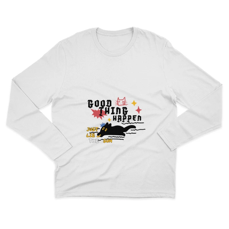 Gute Dinge geschehen, Sonnenkatzendesign Herren Langarm T-Shirt