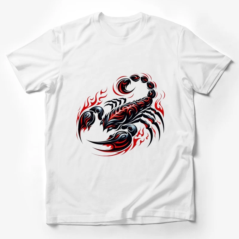 Stylized Scorpion with Flames Male T-Shirt