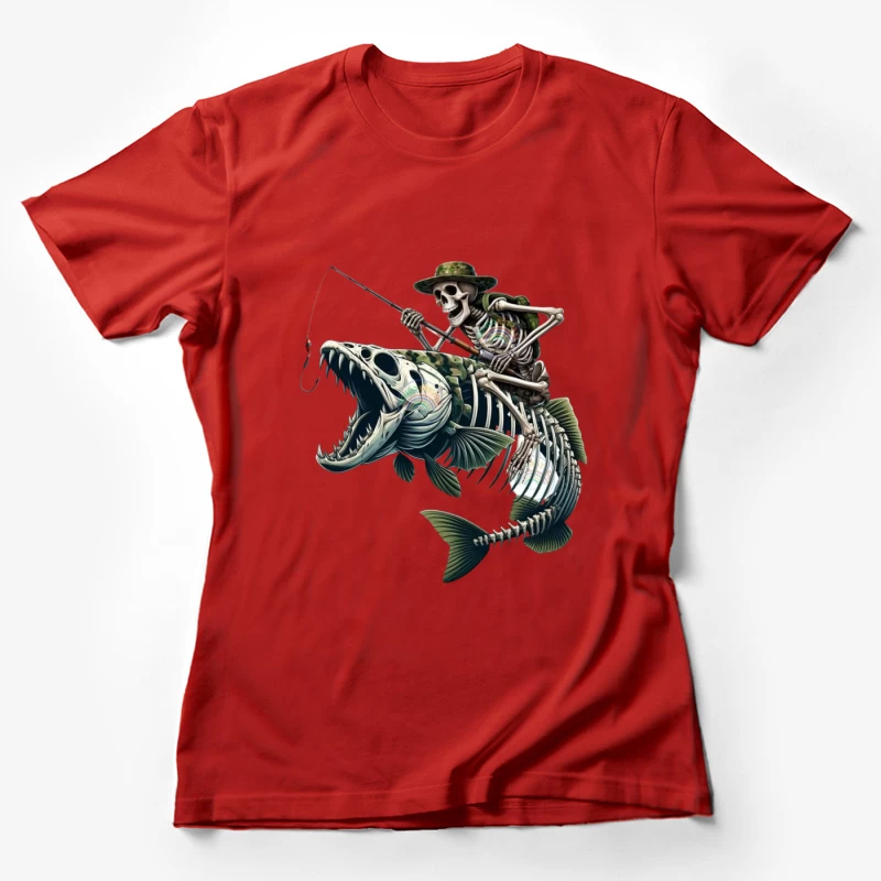 Skeleton Fishing in a Humorous Style Female T-Shirt