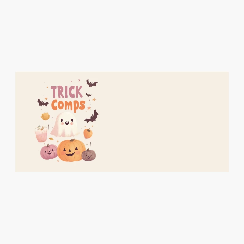 Cute Halloween Trick-or-Treat Illustration with Ghost and Pumpkins Coffee Mug
