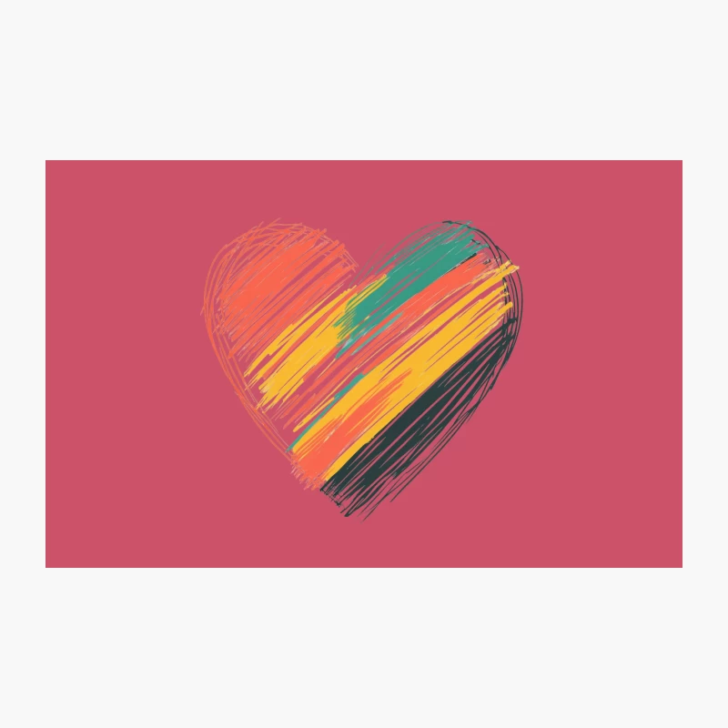 Vibrant Sketched Heart: Colorful Abstract Love Symbol Travel Mug