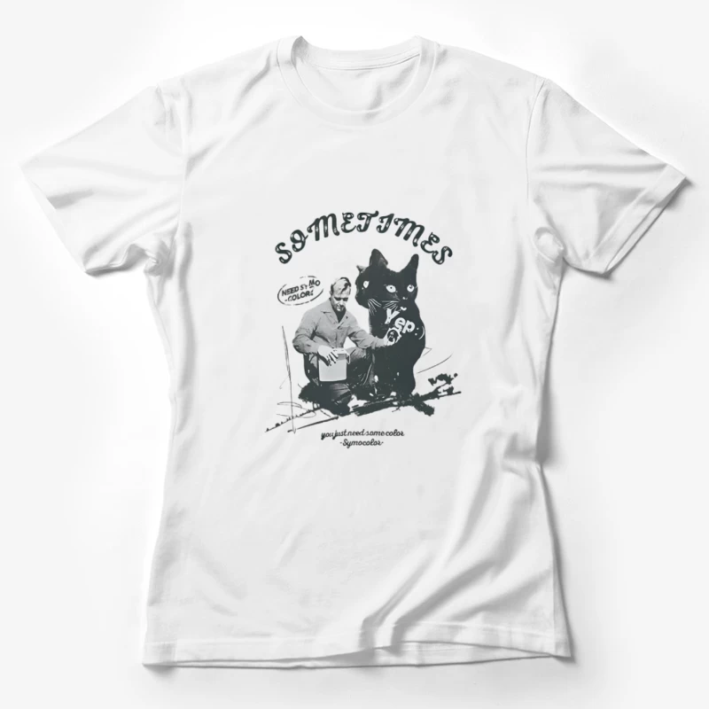 Homme et chat avec inscription Femme T-Shirt