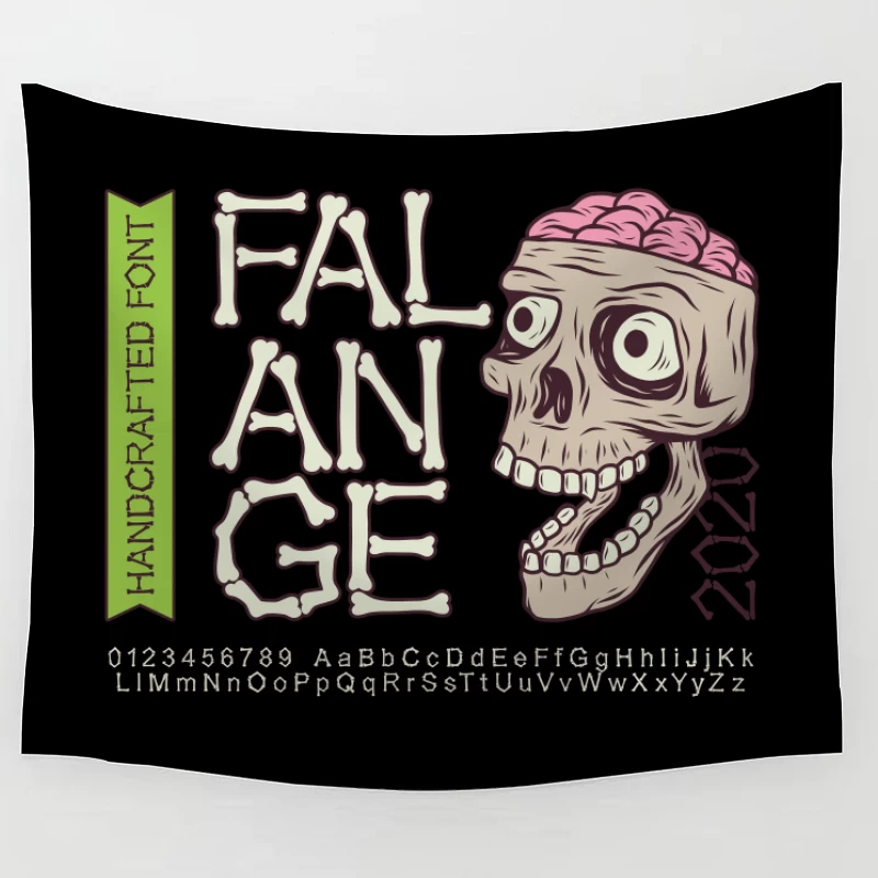 Handcrafted Skull Font Design Tapestry