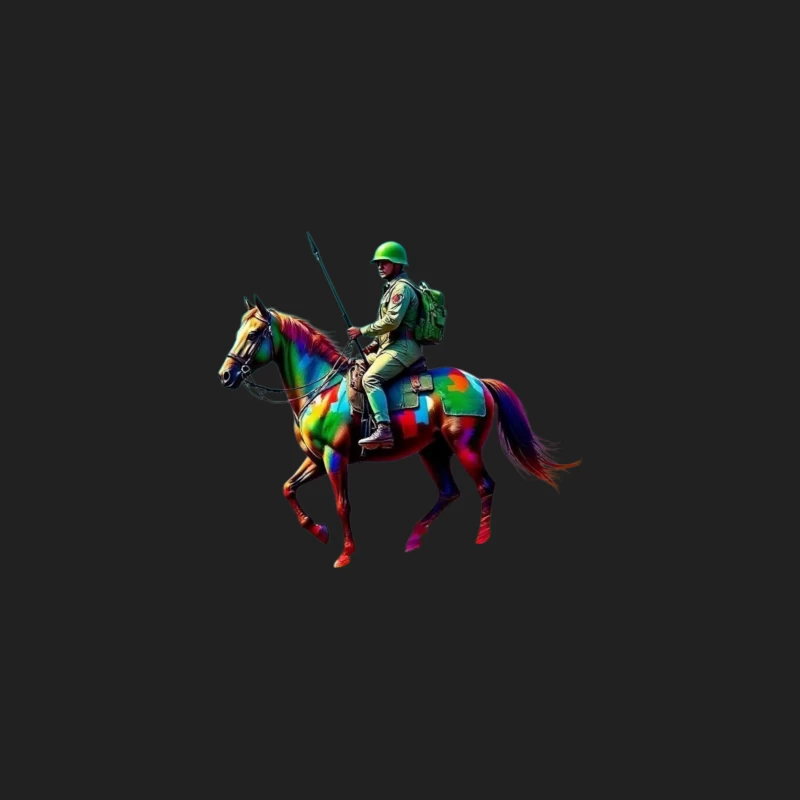 Colorful Military Cavalry Soldier on Horseback Bucket Hat