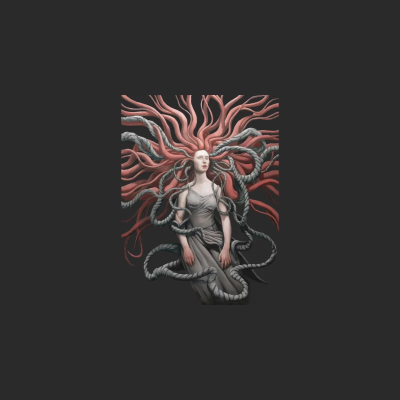 Surreal Medusa: A Fantasy Illustration of Mythological Creature Baseball Cap