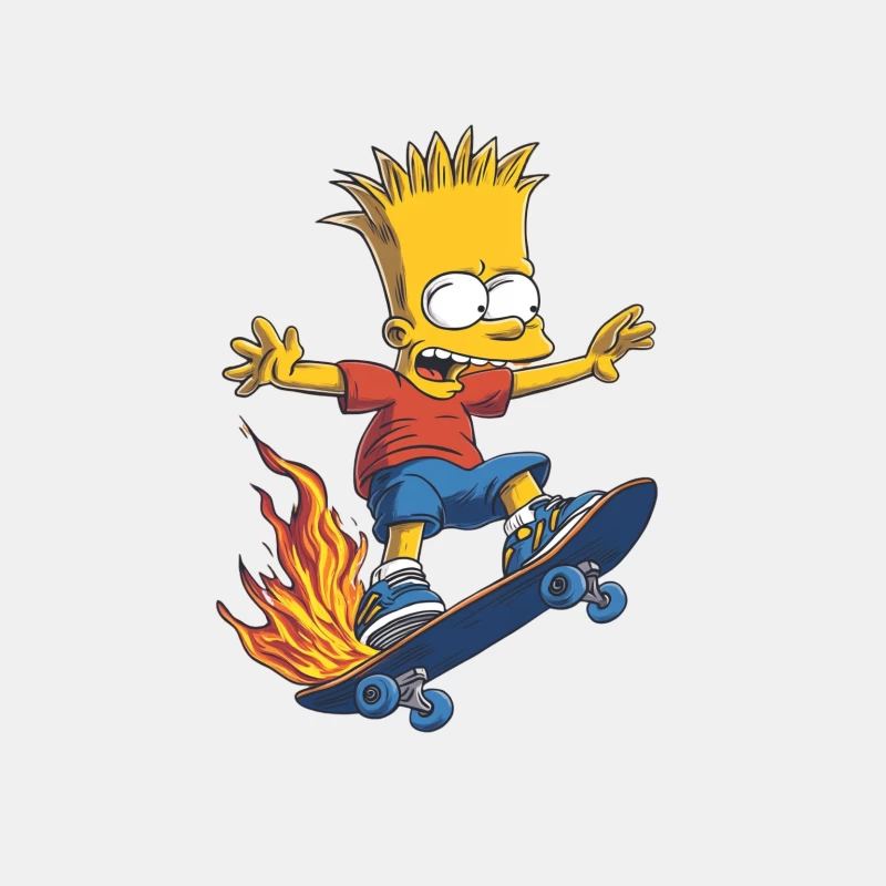 Mischievous Bart Simpson Skateboarding with Fiery Trail Male Tank Top