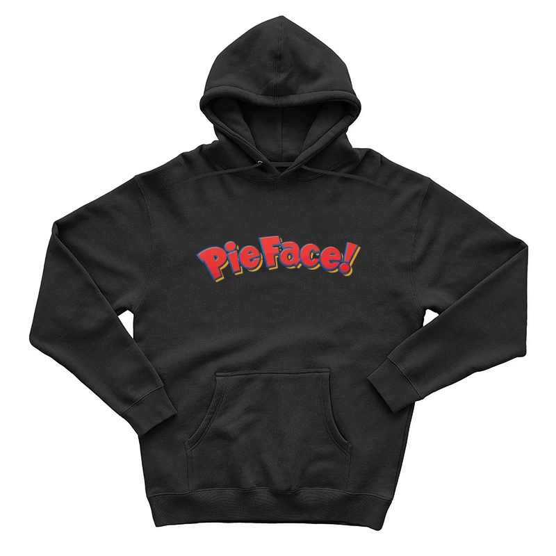 Pie Face Classic Game Logo in Red Cartoon Letters Male Pullover Hoodie