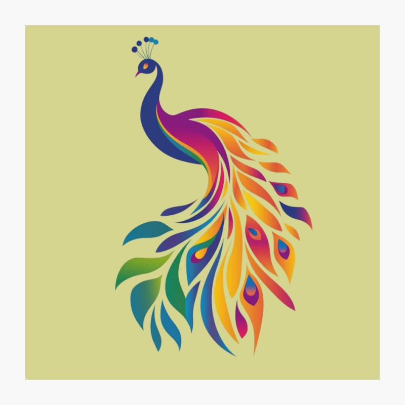 Vibrant Abstract Peacock Graphic Design Pin