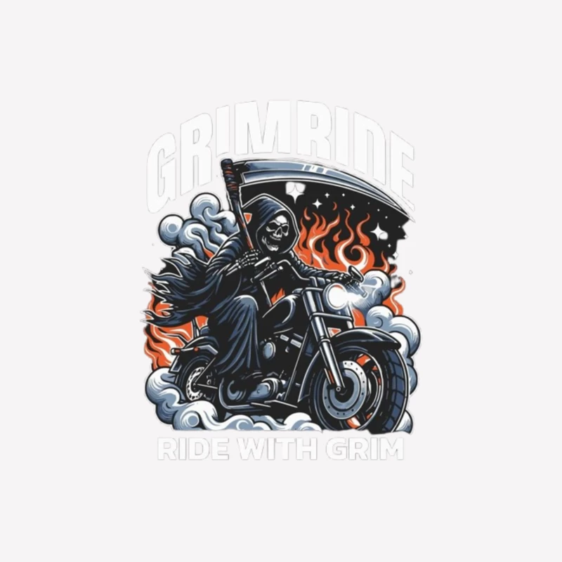 Grim Reaper's Fiery Motorcycle Ride Female T-Shirt