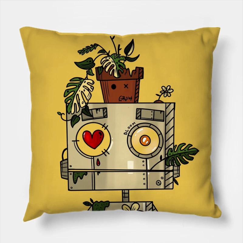 Robokite Botanical Potted Plants Throw Pillow