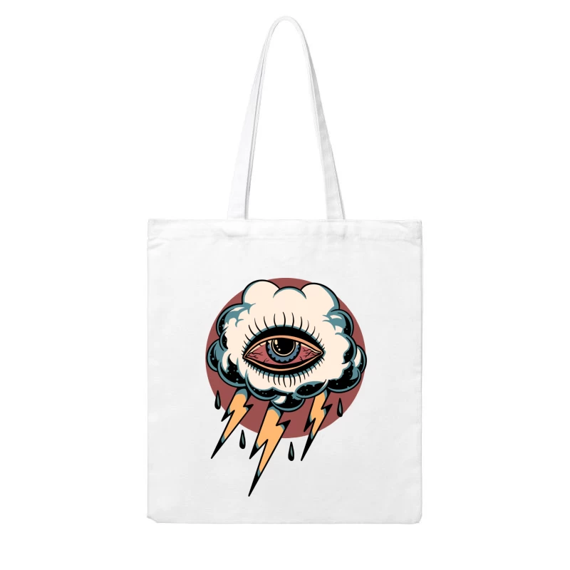 Surreal Eye in a Cloud with Lightning Cotton Tote Bag