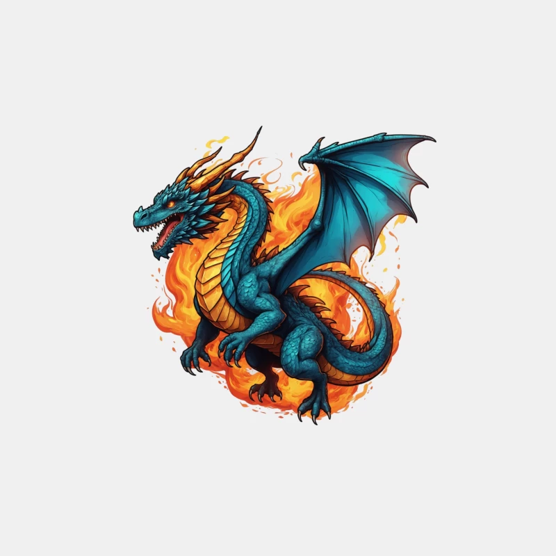 Blue Dragon in Flames Male Tank Top