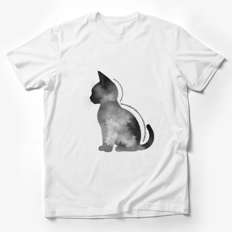 Artistic Black Cat Silhouette with Inspirational Text Male T-Shirt