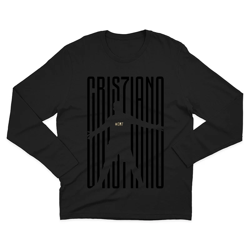 Minimalist CR7 Silhouette with Striped Background Design Male Long Sleeve T-Shirt