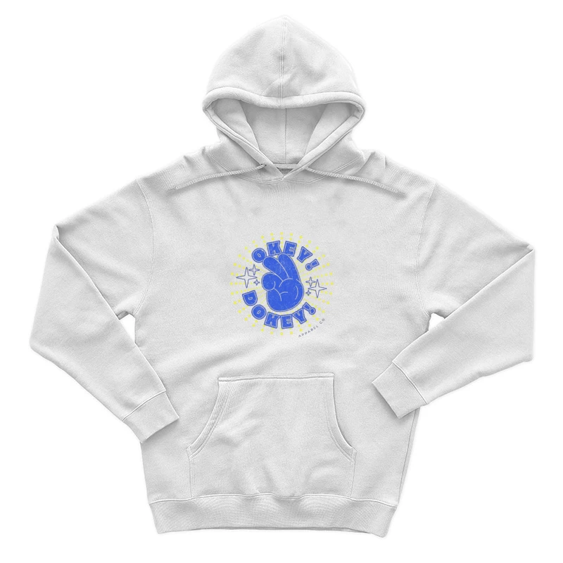 Blauer Schriftzug auf gelbem Hintergrund Herren Pullover Hoodie