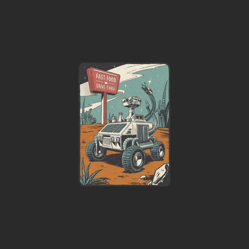 Retro Sci-Fi Space Rover at Alien Fast Food Drive-Thru Baseball Cap