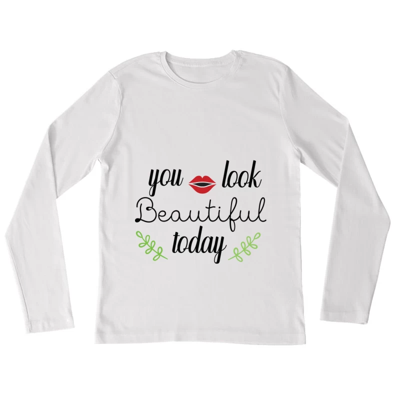 Compliment de beauté avec lèvres rouges Femme Manches Longues T-Shirt