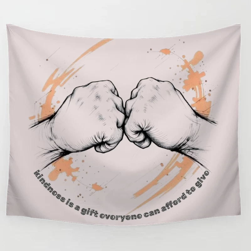 Kindness Fist Bump Inspirational Illustration Tapestry