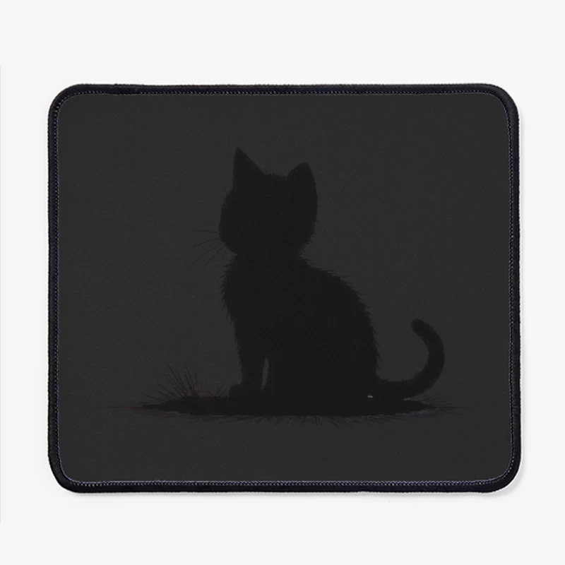 Minimalist Black Cat Silhouette Art Mouse Pad