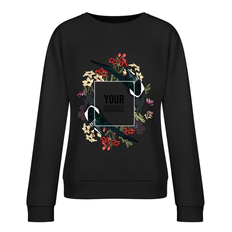 Cadre floral avec oiseaux Femme Sweat-shirt à enfiler