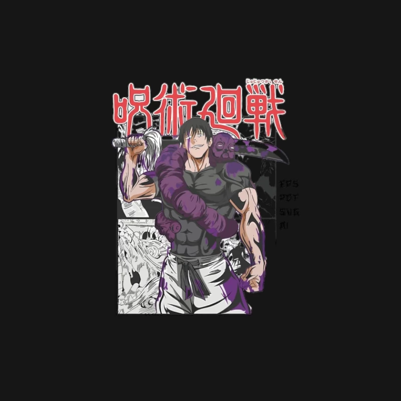 Anime-Krieger mit lila Kreatur Herren T-Shirt