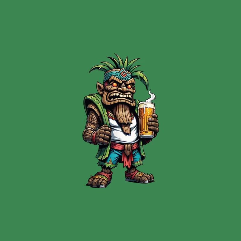 Angry Tribal Character with Beer Travel Mug