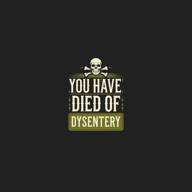 Vintage Skull Graphic with Dysentery Death Message Bucket Hat