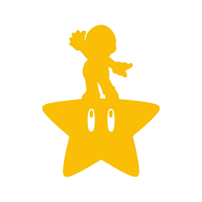 Mario Silhouette on Yellow Star: Iconic Nintendo Character Tapestry
