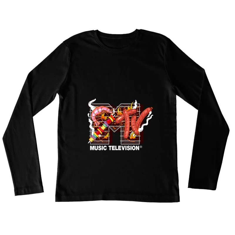 BBQ-Themen-MTV-Logo Damen Langarm T-Shirt
