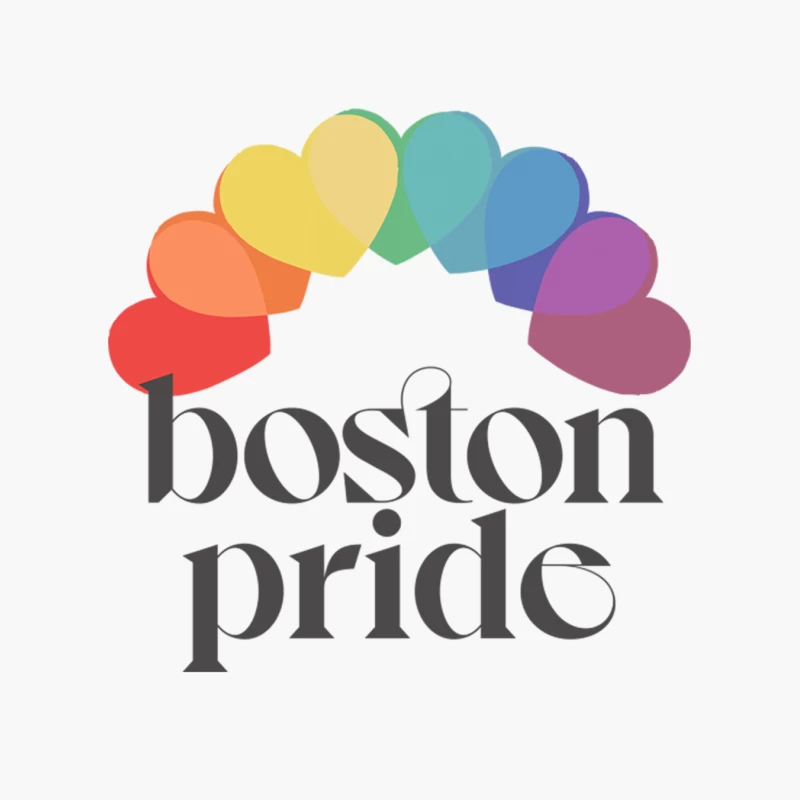 Boston Pride   Typographic Rainbow Heart Design Cotton Tote Bag